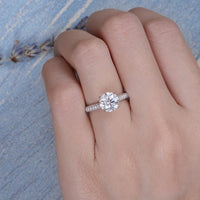 1.5CT Round Cut White Gold Bridal Wedding Solitaire Moissanite Engagement Ring - JBR Jeweler