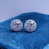 1.65 TCW Round Cut Lab Grown Diamond Halo Screw Back Earring - JBR Jeweler