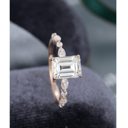 1.70CT Emerald Cut Solitaire Moissanite Engagement Ring Anniversary Gift For Women - JBR Jeweler