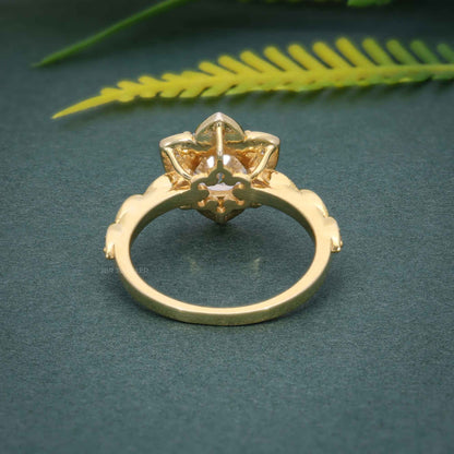 Bague de fiançailles en diamant moissanite à fleur ronde de 1,00 ct