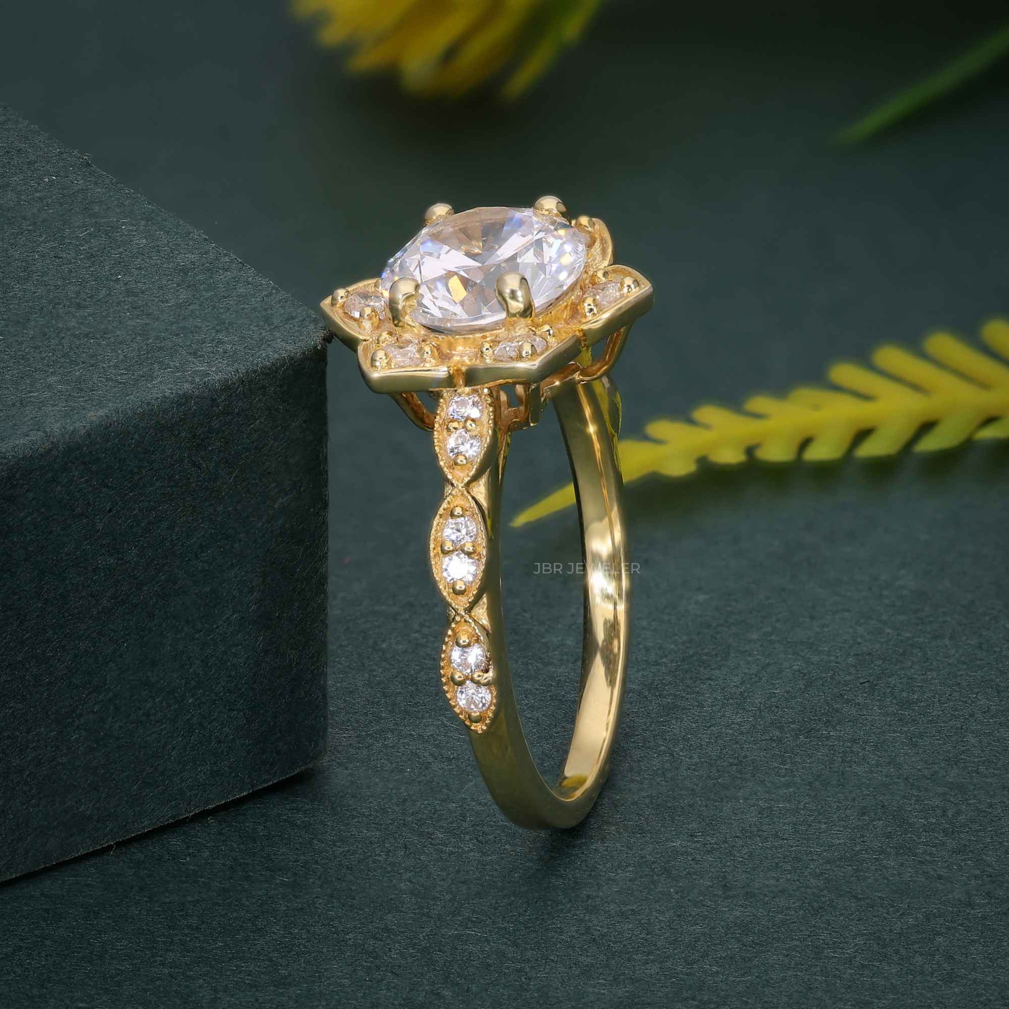 Floral 1.00CT Lab Diamond Engagement Ring