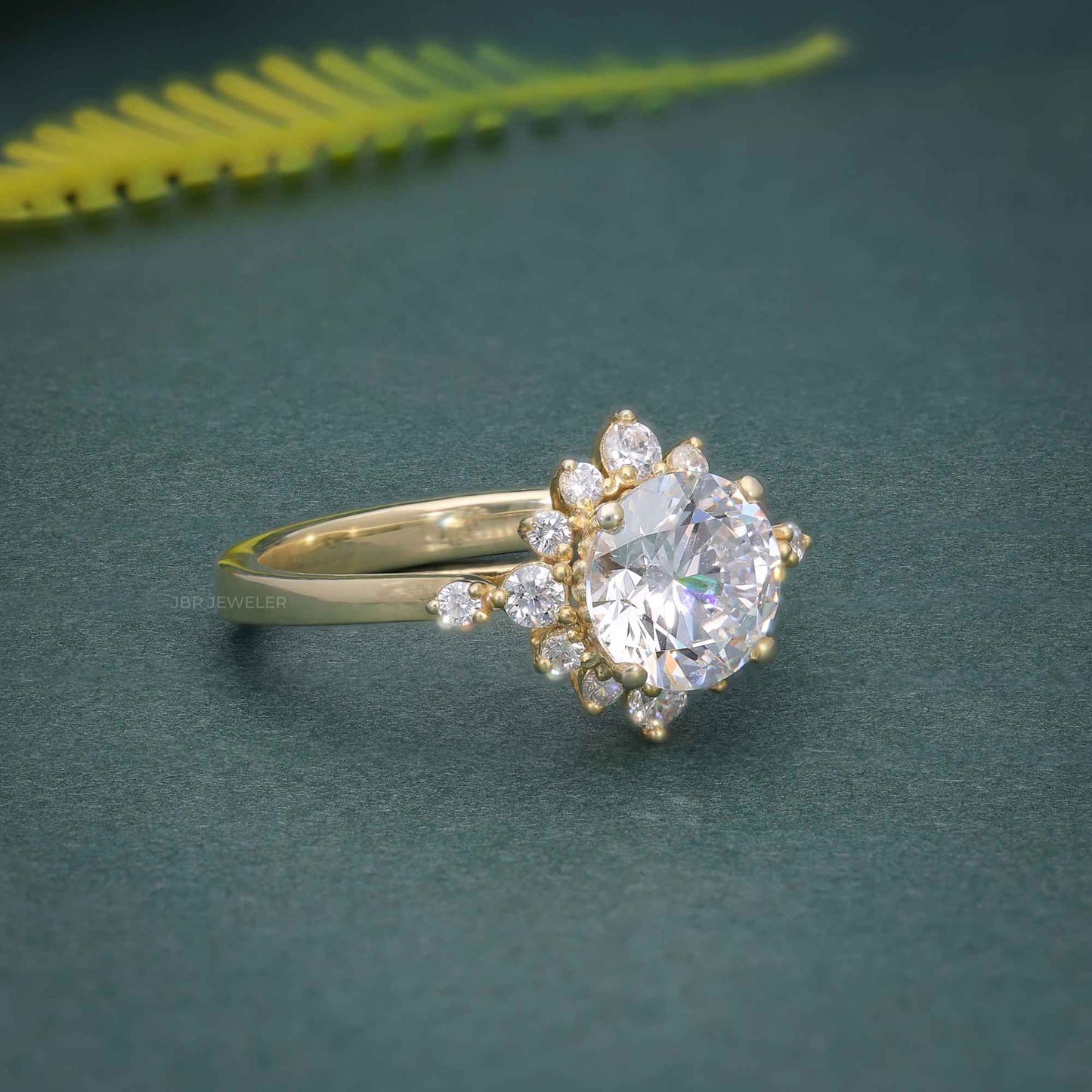 Bague de fiançailles Moissanite en or Rose Vintage, grappe de fleurs de diamant Halo 1.00CT