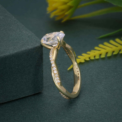 1.00CT Oval Cut Rose Gold Twist Infinity Solitaire Diamond Half Eternity Moissanite Engagement Ring - JBR Jeweler