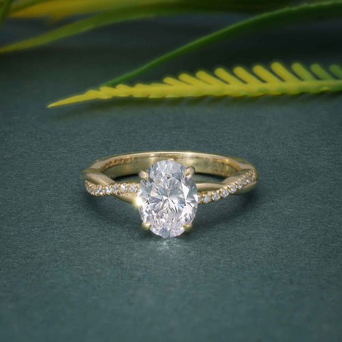 1.00CT Oval Cut Rose Gold Twist Infinity Solitaire Diamond Half Eternity Moissanite Engagement Ring - JBR Jeweler