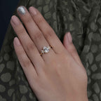 1.00CT Pear Cut Unique Marquise Cut Floral Accent Rose Gold Moissanite Engagement Ring - JBR Jeweler