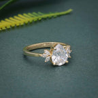 1.00CT Pear Cut Unique Marquise Cut Floral Accent Rose Gold Moissanite Engagement Ring - JBR Jeweler