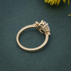 1.00CT Pear Cut Unique Marquise Cut Floral Accent Rose Gold Moissanite Engagement Ring - JBR Jeweler