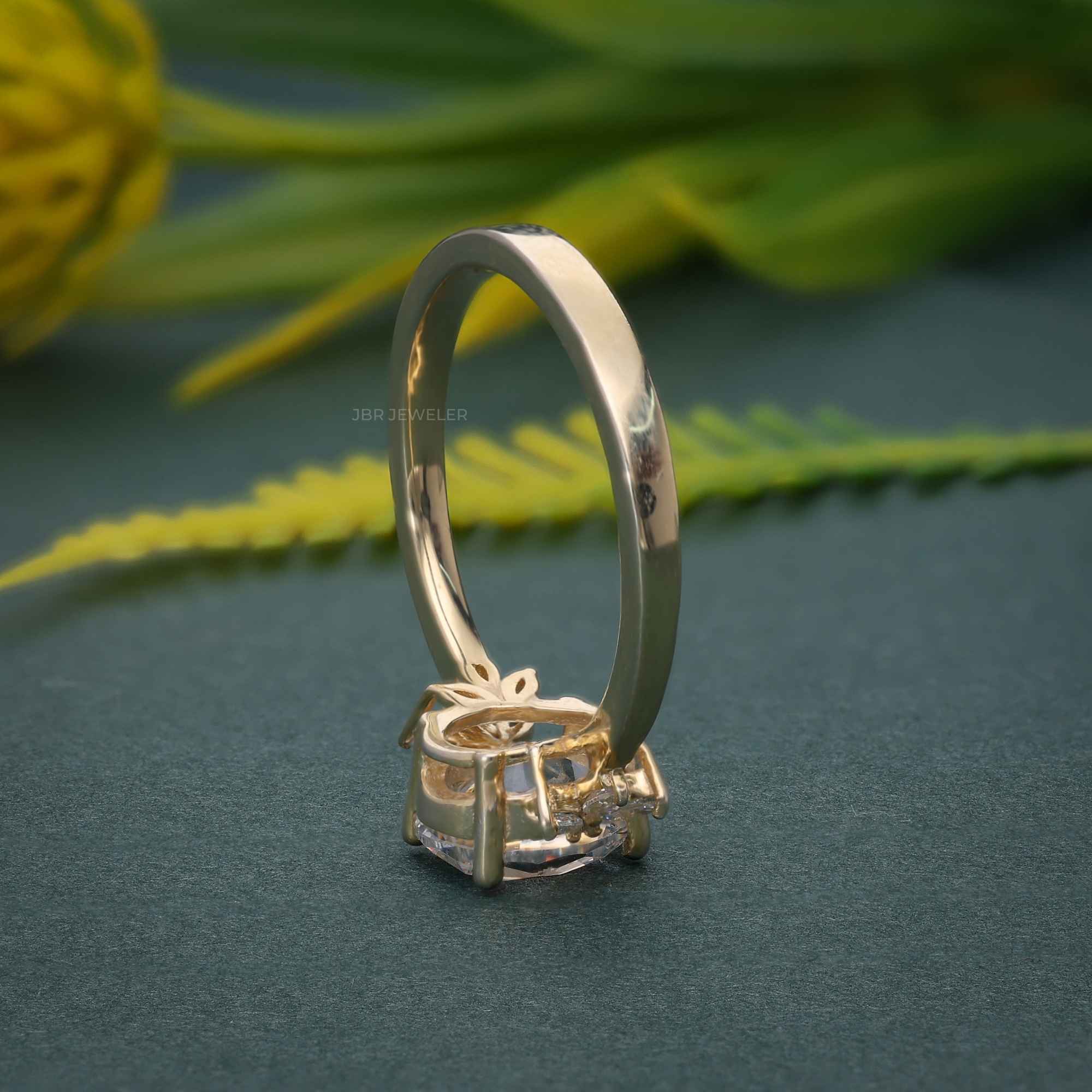 1.00CT Pear Cut Unique Marquise Cut Floral Accent Rose Gold Moissanite Engagement Ring - JBR Jeweler