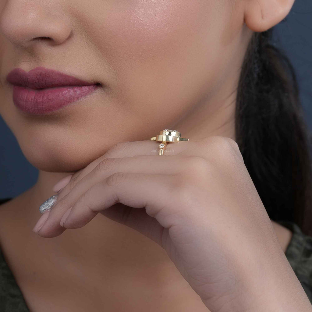 1.00CT Round Cut Unique Rose Gold Bridal Celestial Wedding Alternative Star Moissanite Engagement Ring - JBR Jeweler