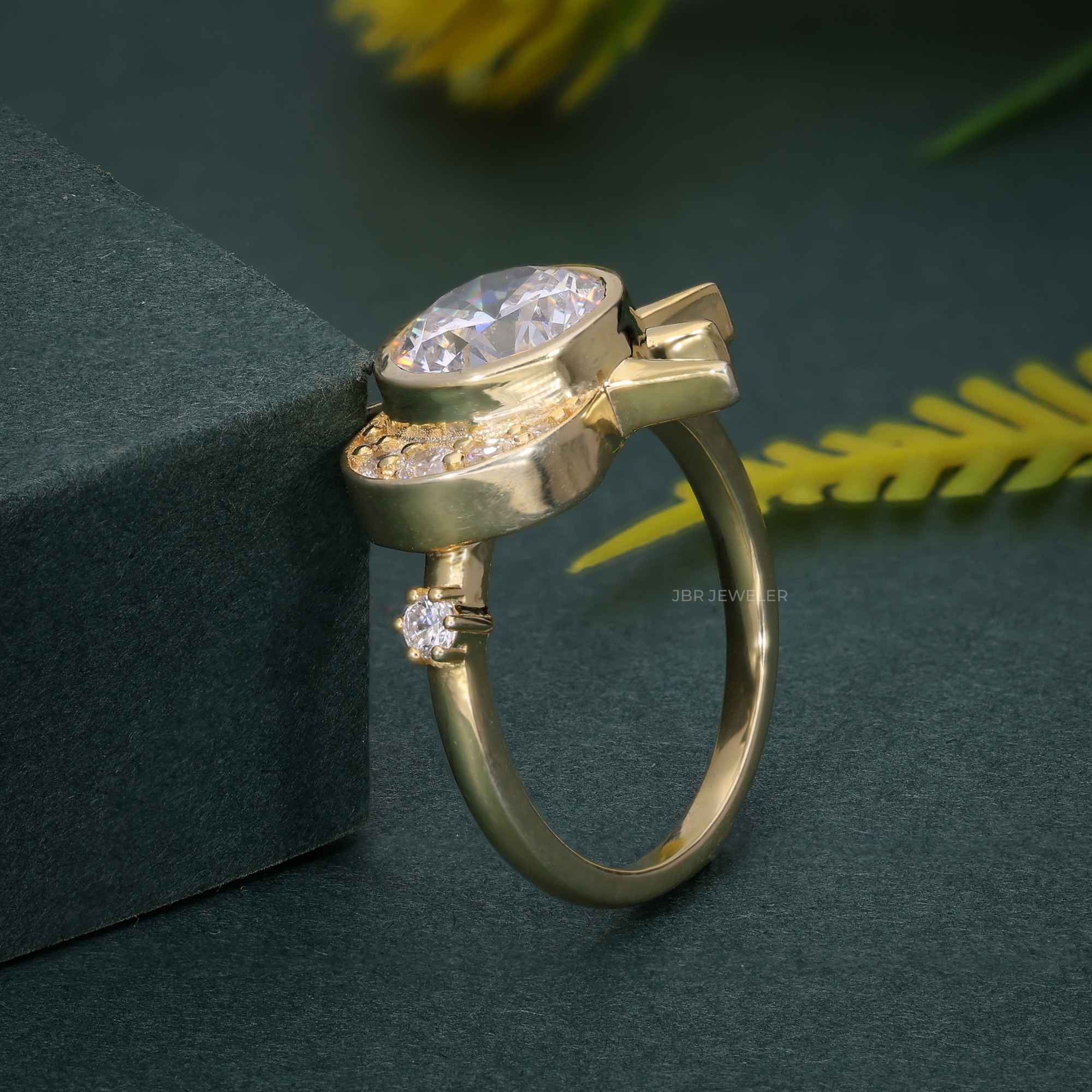 1.00CT Round Cut Unique Rose Gold Bridal Celestial Wedding Alternative Star Moissanite Engagement Ring - JBR Jeweler