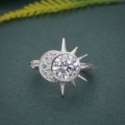 Round Cut Unique Rose Gold Bridal Celestial Wedding