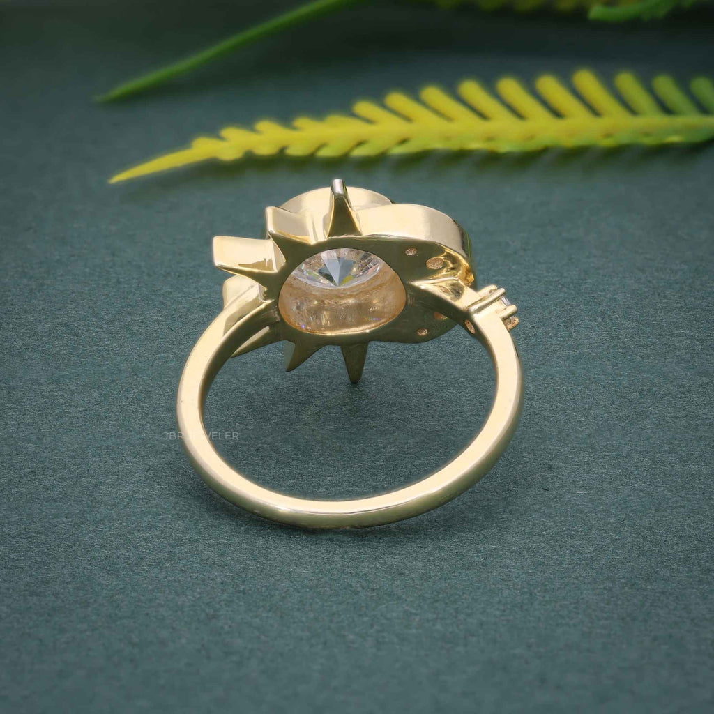 1.00CT Round Cut Unique Rose Gold Bridal Celestial Wedding Alternative Star Moissanite Engagement Ring - JBR Jeweler