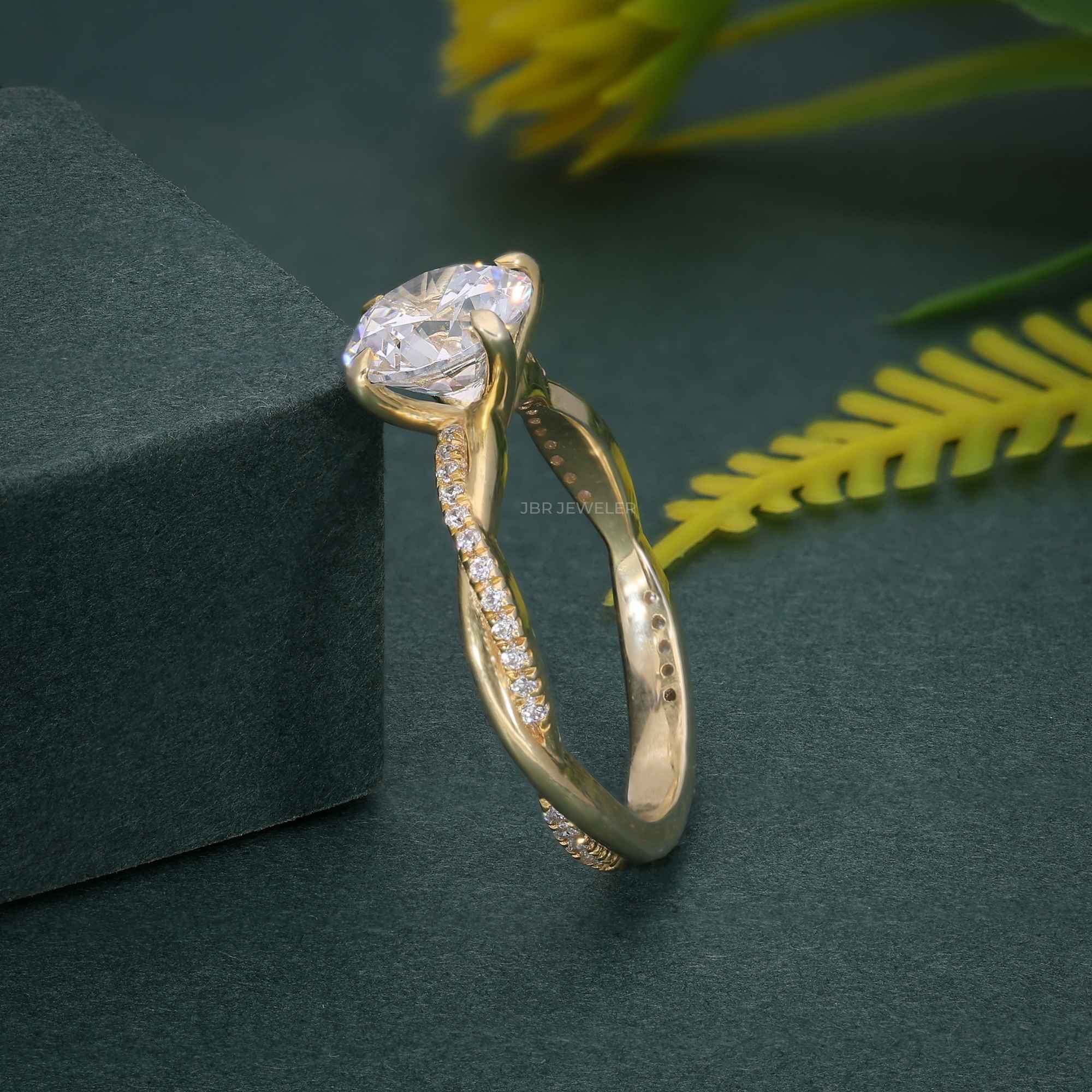 Twisted Pave 1.00CT Lab Grown Engagement Ring