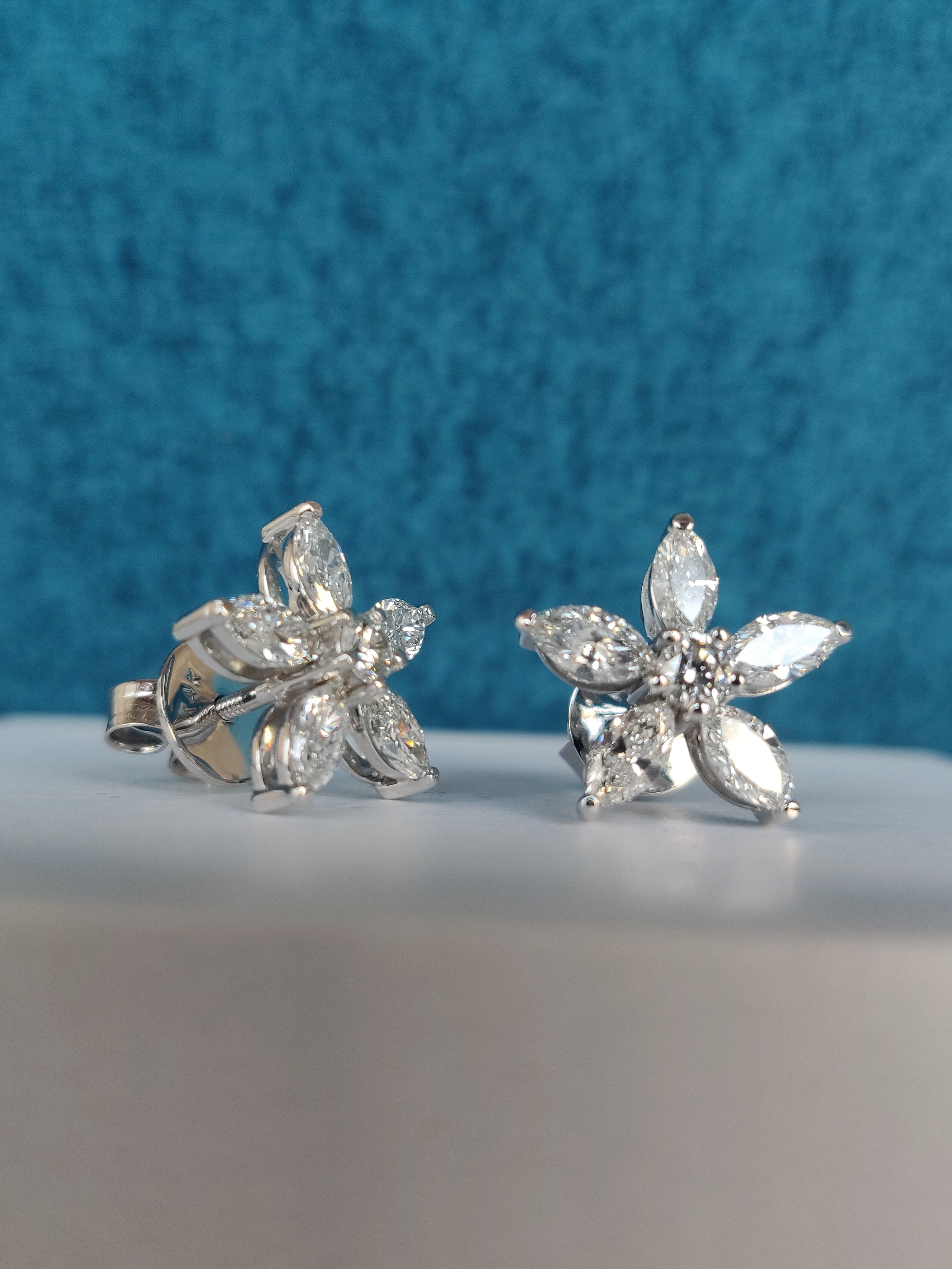 1.00 TCW Marquise Cut 4 stone Moissanite Stud Earring - JBR Jeweler