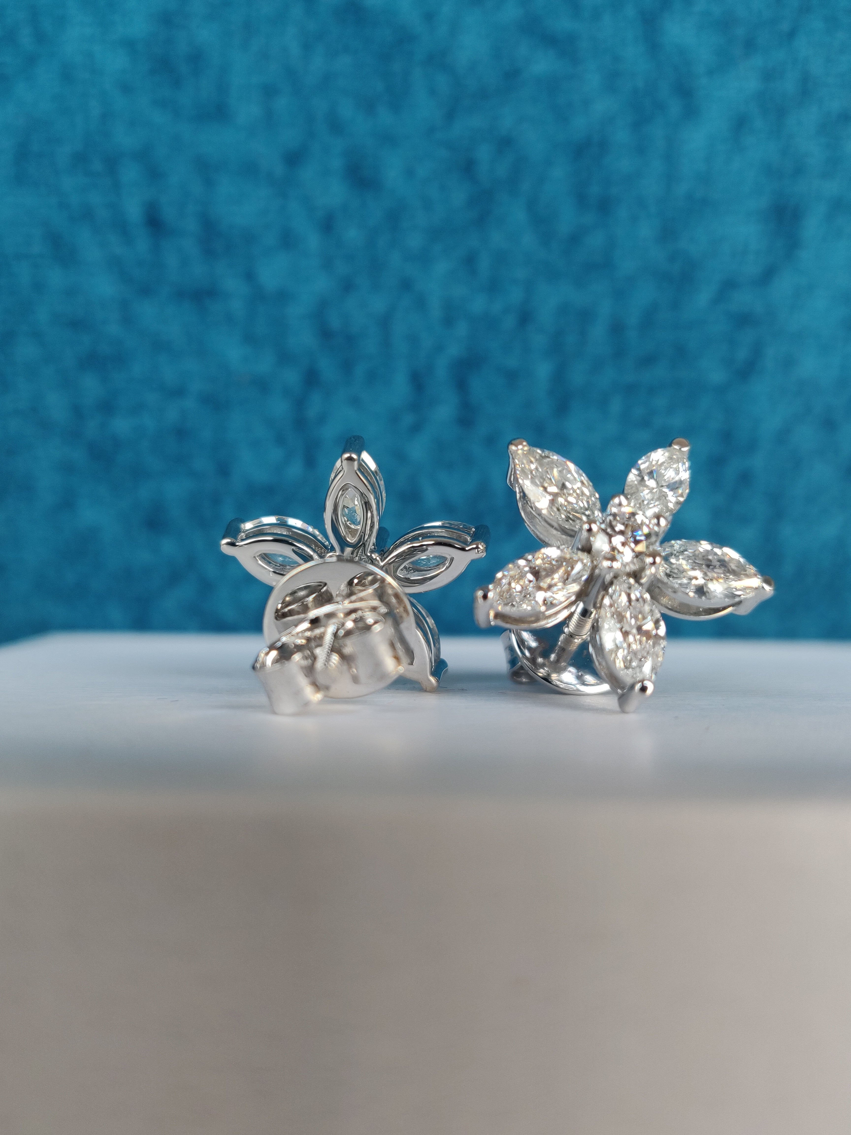 1.00 TCW Marquise Cut 4 stone Moissanite Stud Earring - JBR Jeweler