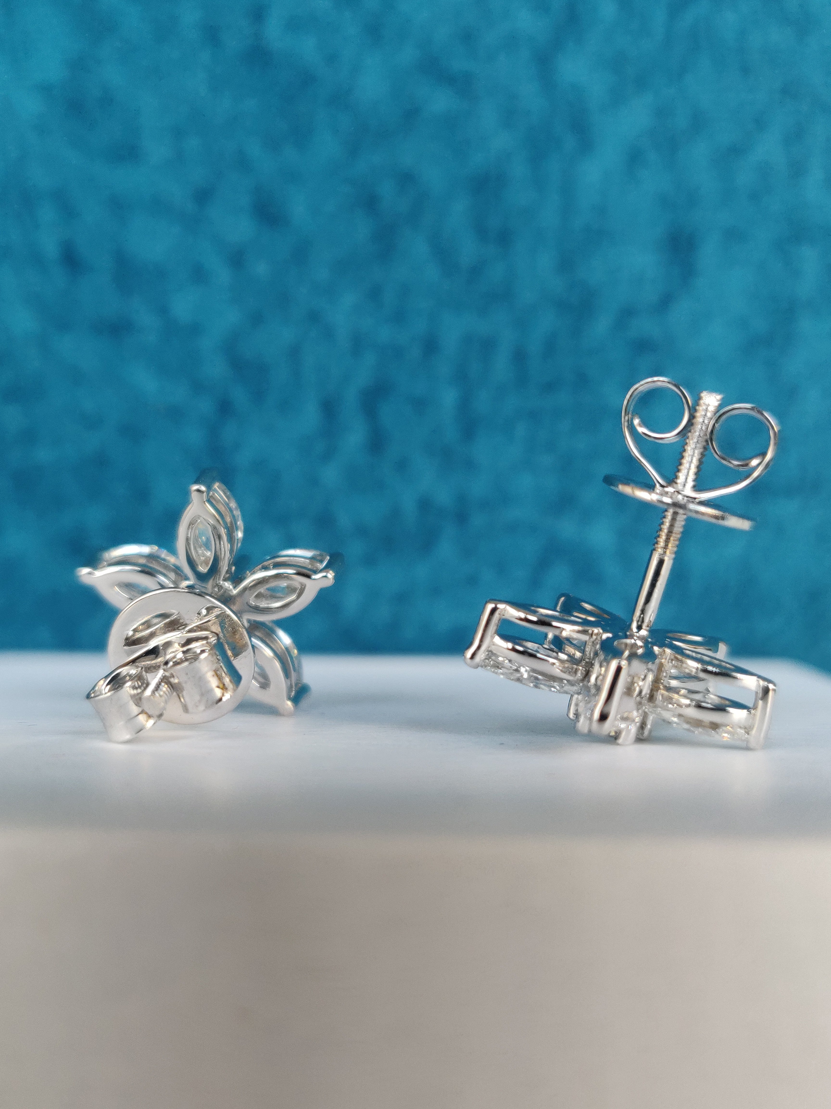 1.00 TCW Marquise Cut 4 stone Moissanite Stud Earring - JBR Jeweler