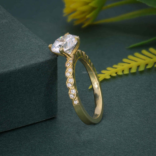 Lab Grown 1.00ct Rope Style Pave Engagement Ring