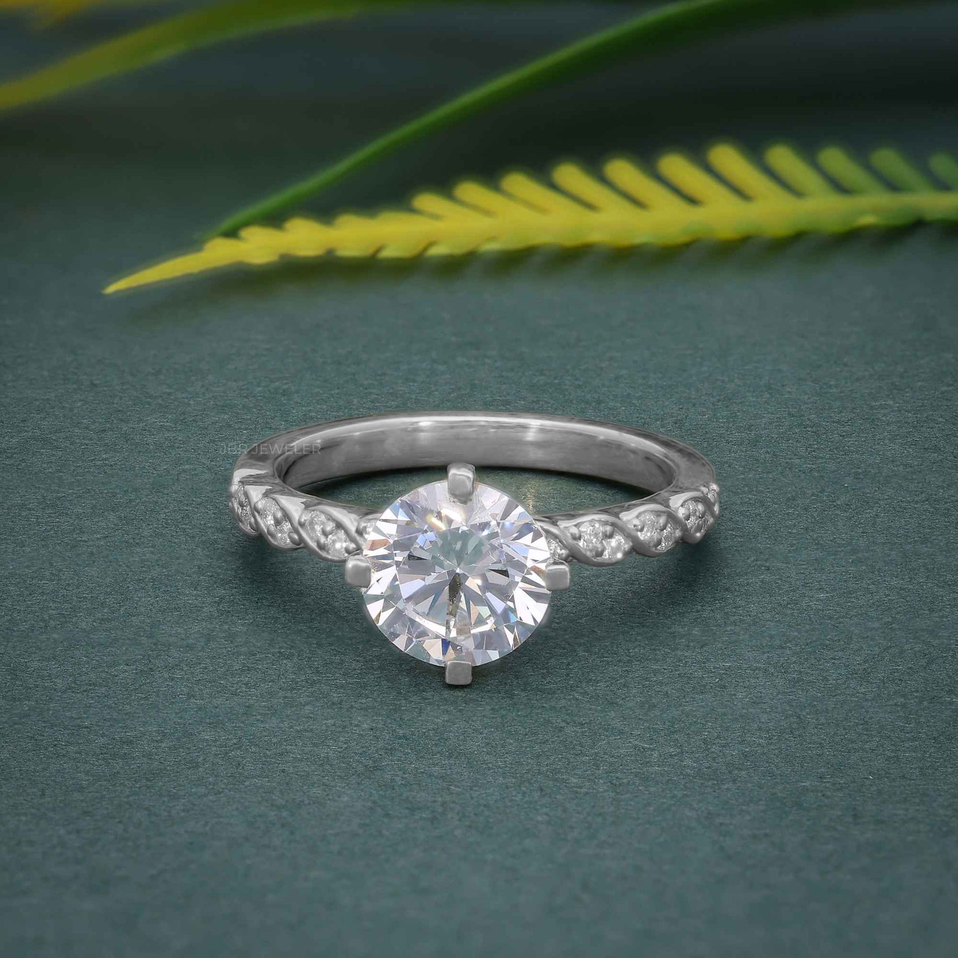 1.00ct Lab Grown Rope Style Pave Accents Engagement Ring