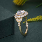 Elegant floral ring with 1.0CT round lab-grown diamond