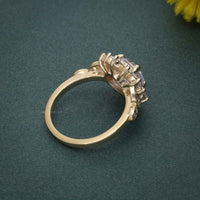 1,0 Karat runder Diamant-Moissanit-Verlobungsring mit floralem Halo