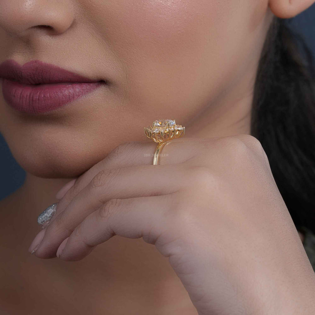 1.25CT Oval Diamond Halo Set Moissanite Engagement Ring - JBR Jeweler