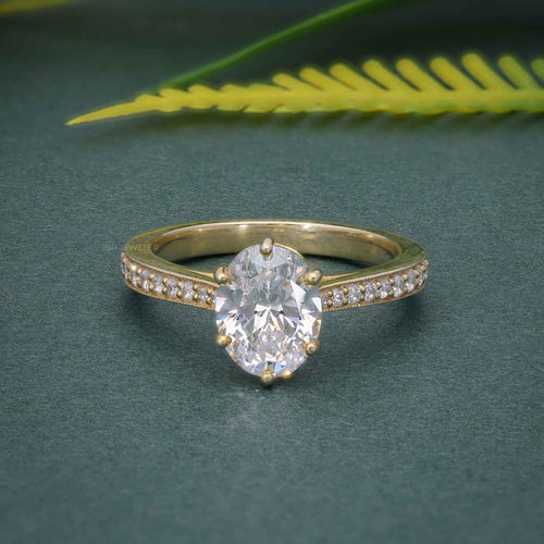1.30CT Oval Diamond Solitaire Migraine Six Prong Moissanite Engagement Ring - JBR Jeweler