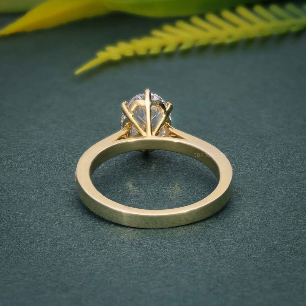 1.30CT Oval Diamond Solitaire Migraine Six Prong Moissanite Engagement Ring - JBR Jeweler