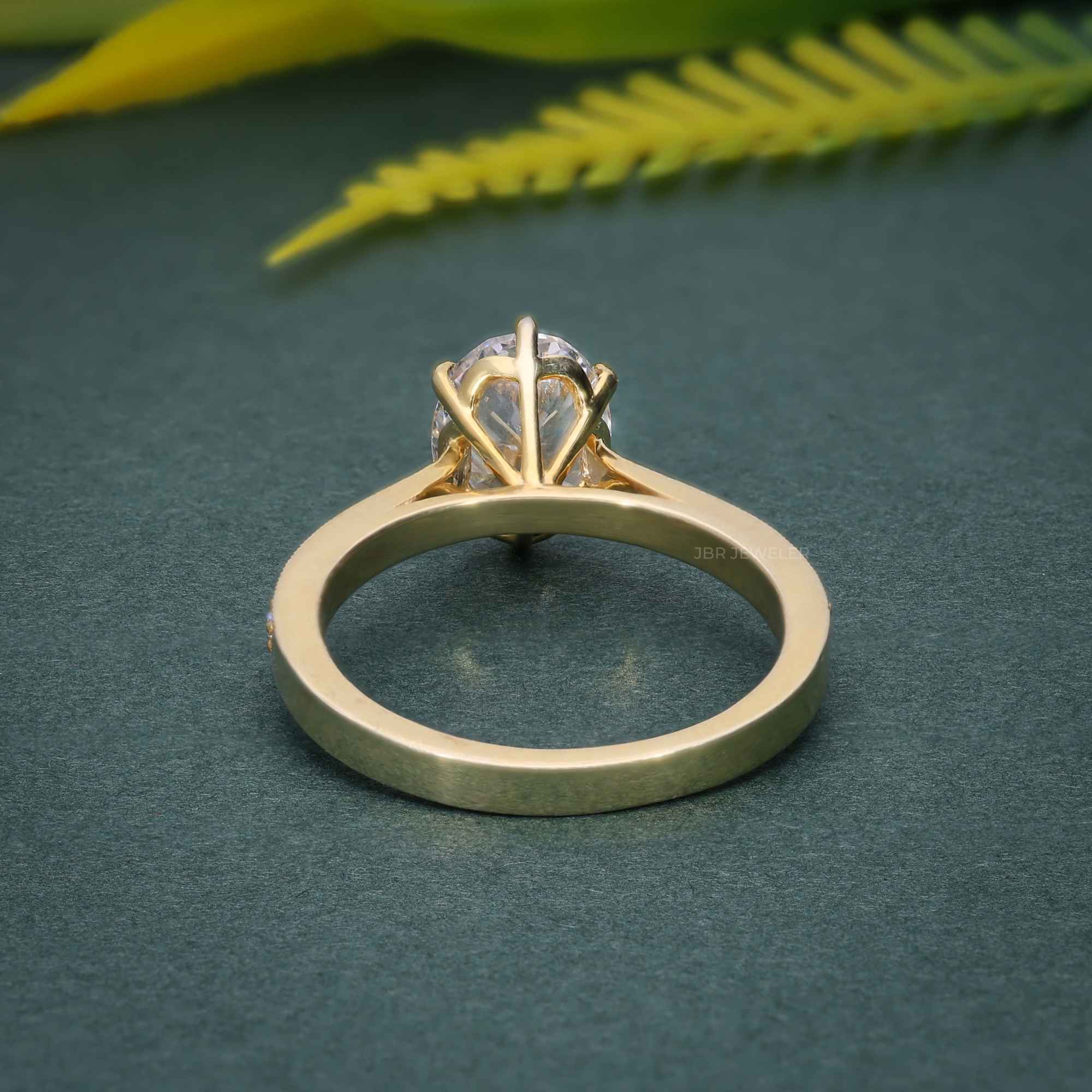 1.30CT Oval Diamond Solitaire Migraine Six Prong Moissanite Engagement Ring - JBR Jeweler