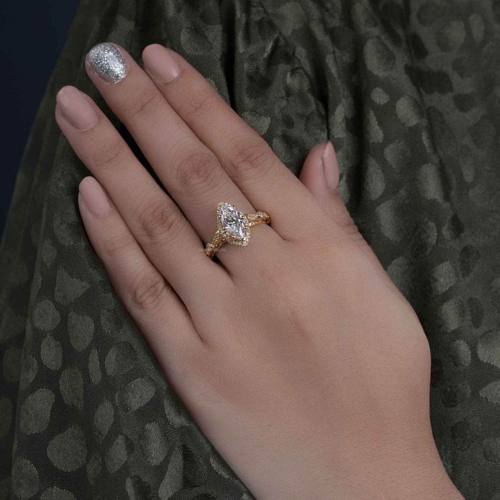 1.50CT Marquise Cut Moissanite Vintage Style Engagement Ring - JBR Jeweler
