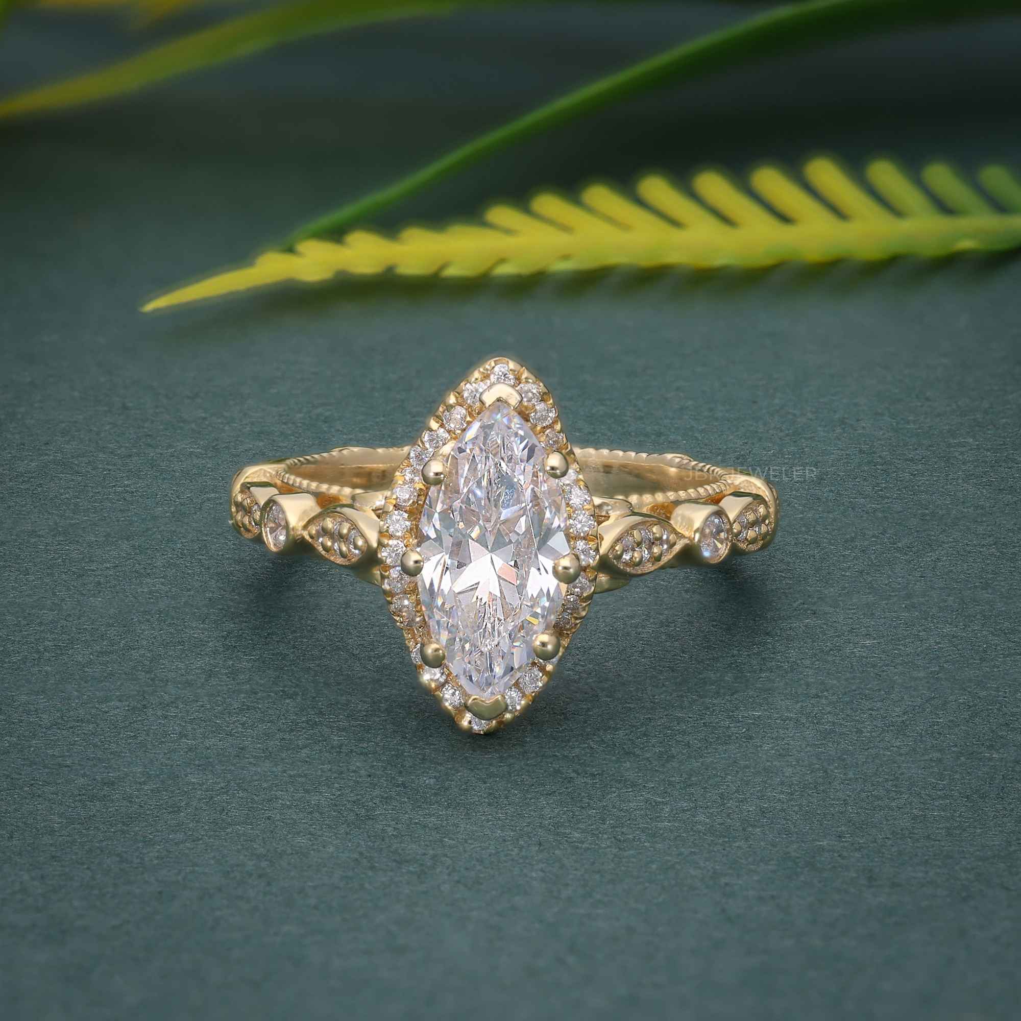 1.50CT Marquise Cut Moissanite Vintage Style Engagement Ring - JBR Jeweler