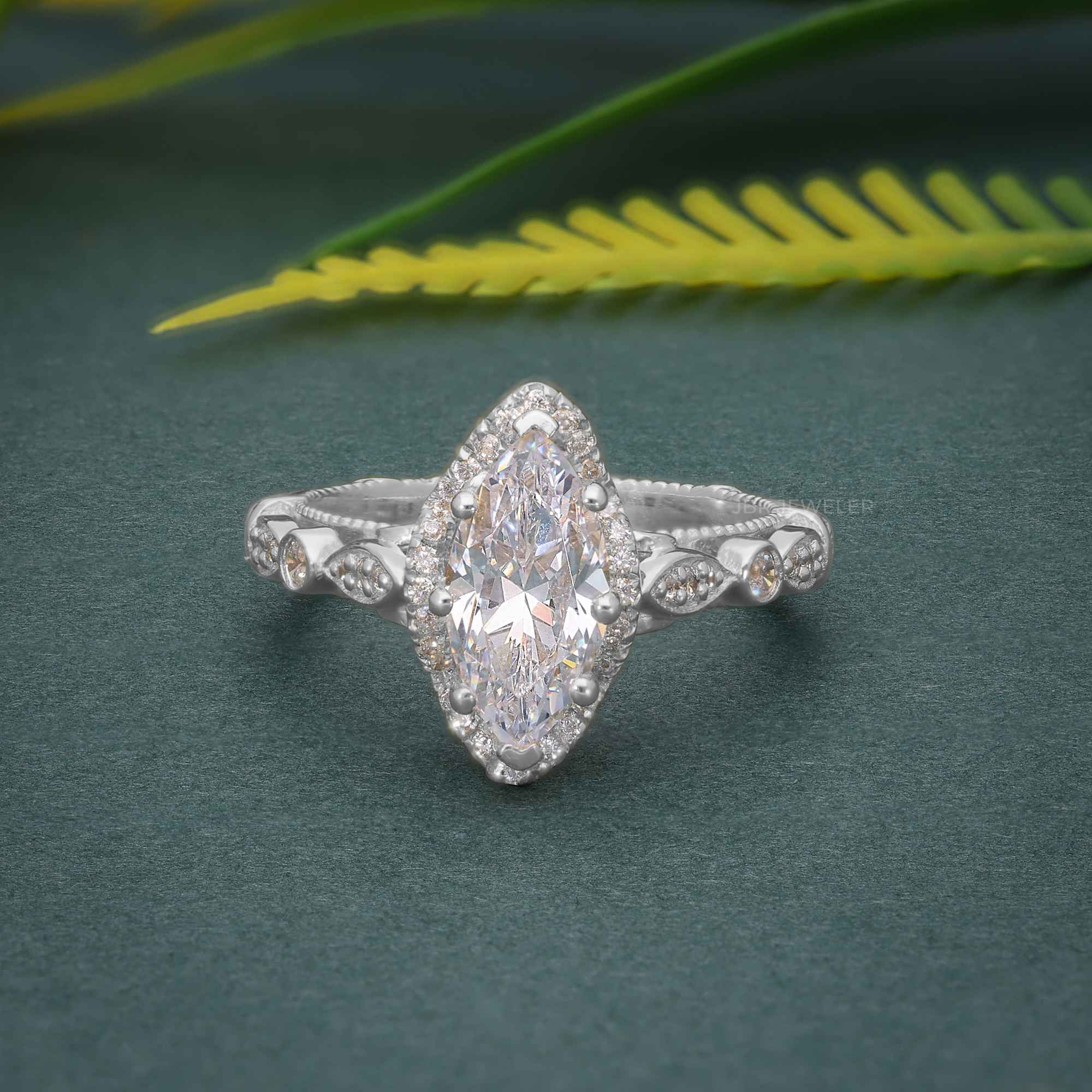 1.50CT Marquise Cut Moissanite Vintage Style Engagement Ring - JBR Jeweler