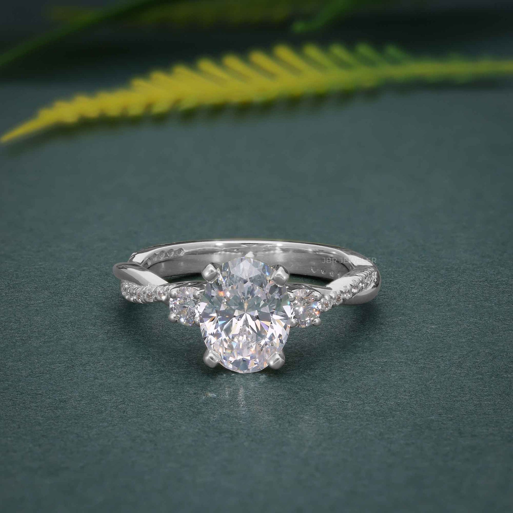 Oval Cut Rose Gold Three Stone Twist Diamond Half Eternity