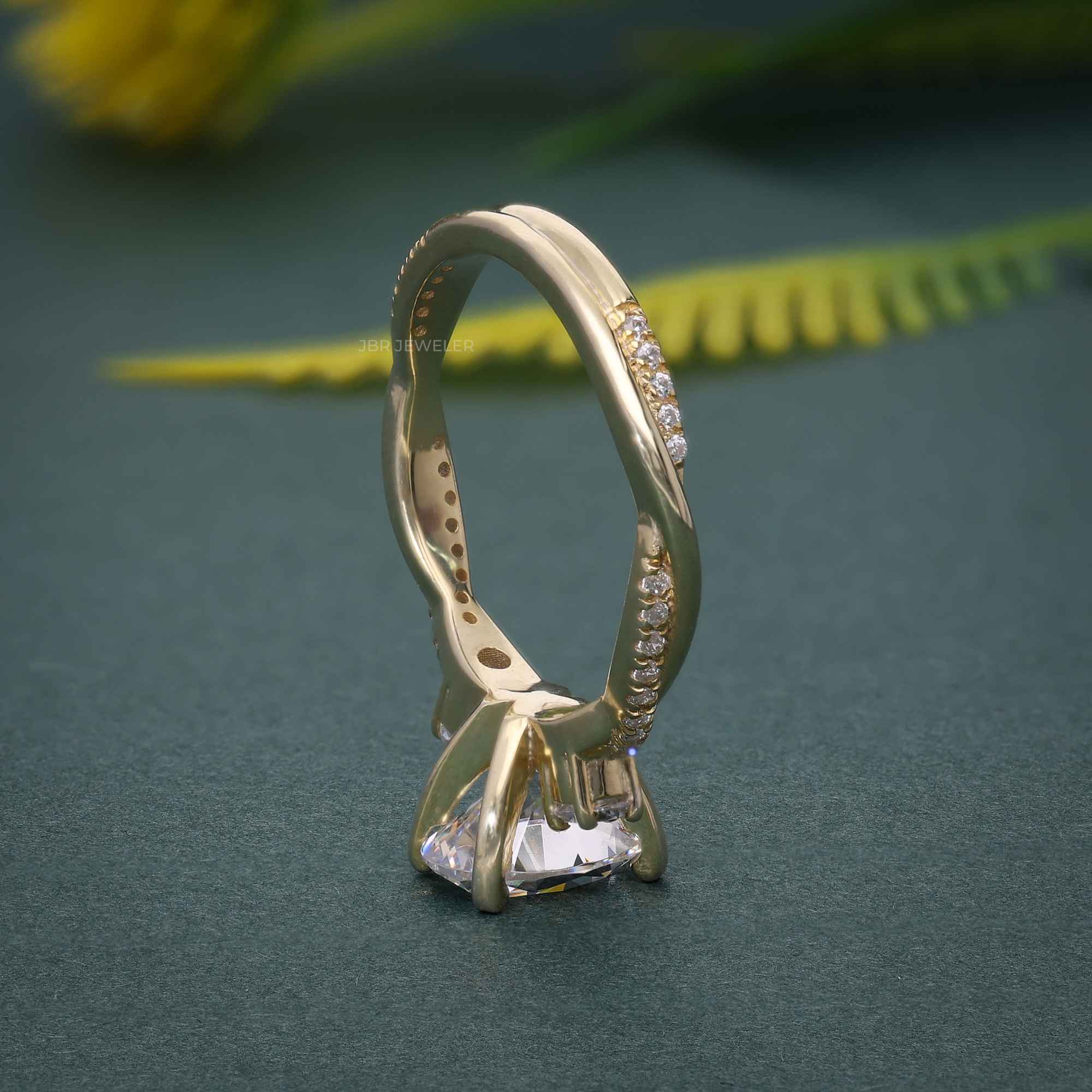 1.50CT Oval Cut Rose Gold Three Stone Twist Diamond Half Eternity Moissanite Engagement Ring - JBR Jeweler