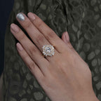 1.50CT Oval Cut Rose Gold Vintage Halo Baguette Set Moissanite Engagement Wedding Ring - JBR Jeweler