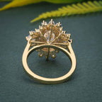 1.50CT Oval Cut Rose Gold Vintage Halo Baguette Set Moissanite Engagement Wedding Ring - JBR Jeweler
