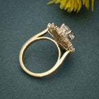 1.50CT Oval Cut Rose Gold Vintage Halo Baguette Set Moissanite Engagement Wedding Ring - JBR Jeweler