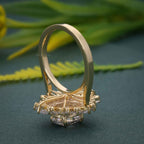 1.50CT Oval Cut Rose Gold Vintage Halo Baguette Set Moissanite Engagement Wedding Ring - JBR Jeweler