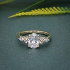 1.50CT Oval Cut Unique Cluster Rose Gold Moissanite Engagement Ring Anniversary Gift - JBR Jeweler