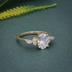 1.50CT Oval Cut Unique Cluster Rose Gold Moissanite Engagement Ring Anniversary Gift - JBR Jeweler