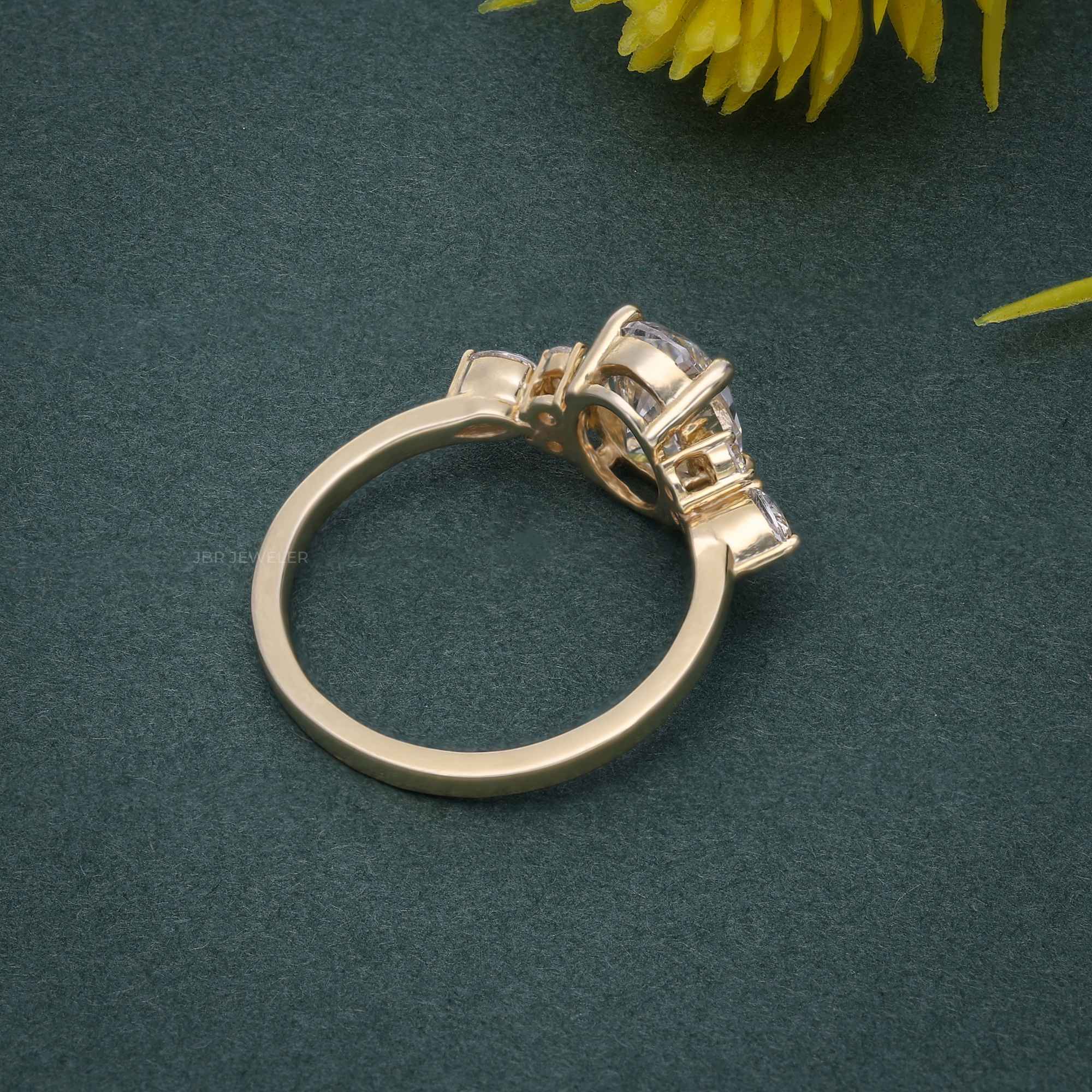 1.50CT Oval Cut Unique Cluster Rose Gold Moissanite Engagement Ring Anniversary Gift - JBR Jeweler
