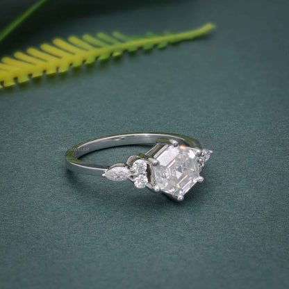 1.5CT Hexagon Cut Moissanite Engagement Ring