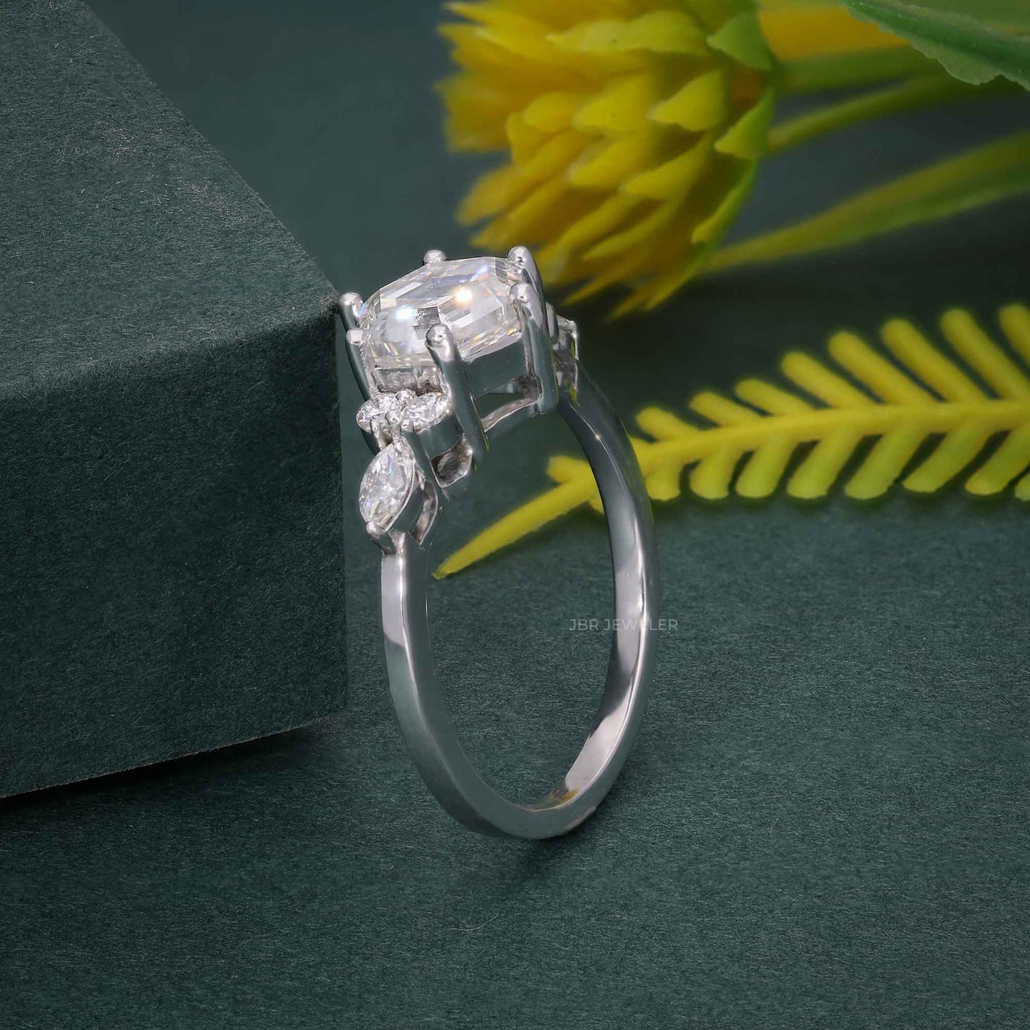 1.5CT Hexagon Cut Moissanite Engagement Ring