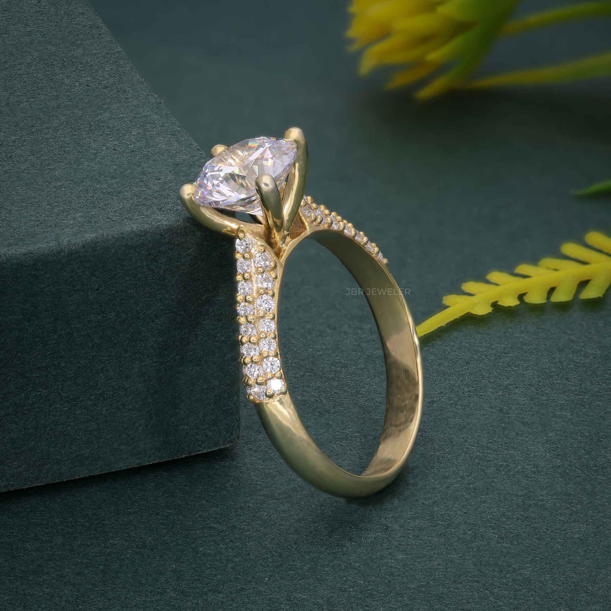 1.5CT Round Cut White Gold Bridal Wedding Solitaire Moissanite Engagement Ring - JBR Jeweler