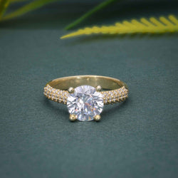 1.5CT Round Cut White Gold Bridal Wedding Solitaire Moissanite Engagement Ring