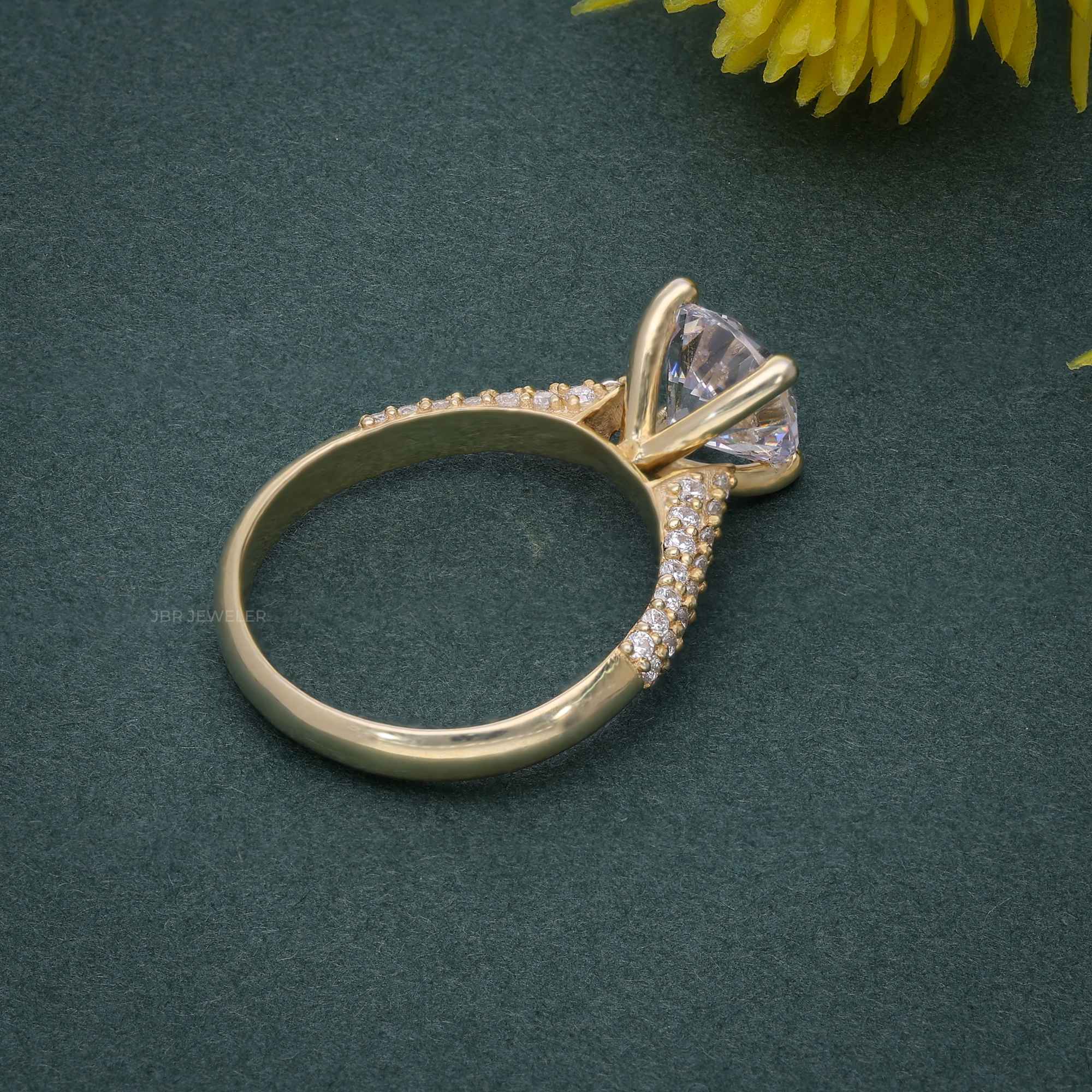 1.5CT Round Cut White Gold Bridal Wedding Solitaire Moissanite Engagement Ring - JBR Jeweler