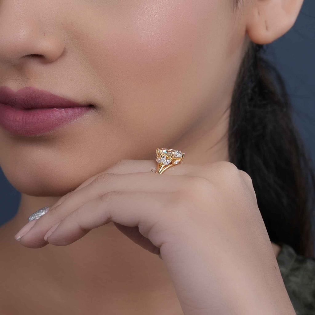 1.5 CT Diamond Cluster Moissanite Wedding Engagement Ring - JBR Jeweler