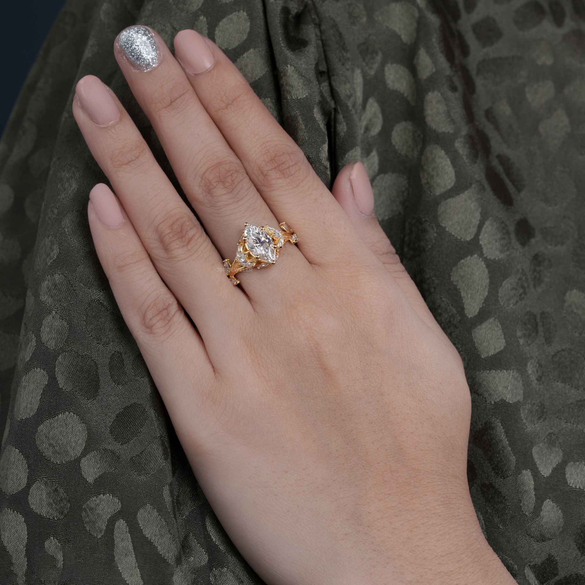 1.5 CT Diamond Cluster Moissanite Wedding Engagement Ring - JBR Jeweler