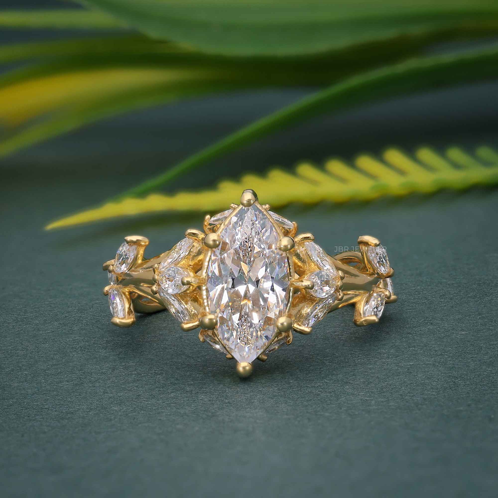 2CT Marquise Diamond Cluster IGI Certified Lab grown Diamond Engagement Ring