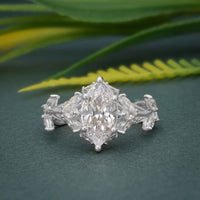 Bague de fiançailles de mariage moissanite en grappe de diamants 1,5 CT