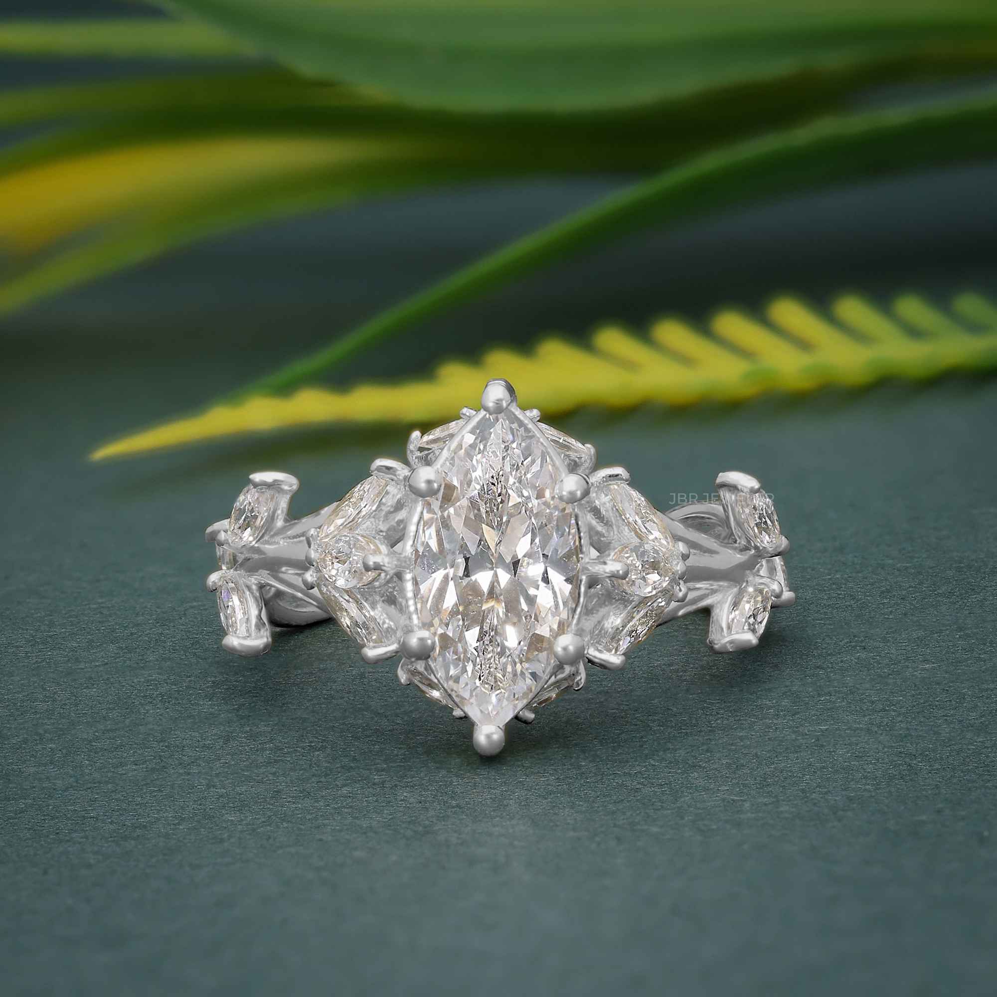 1.5 CT Diamond Cluster Moissanite Wedding Engagement Ring - JBR Jeweler